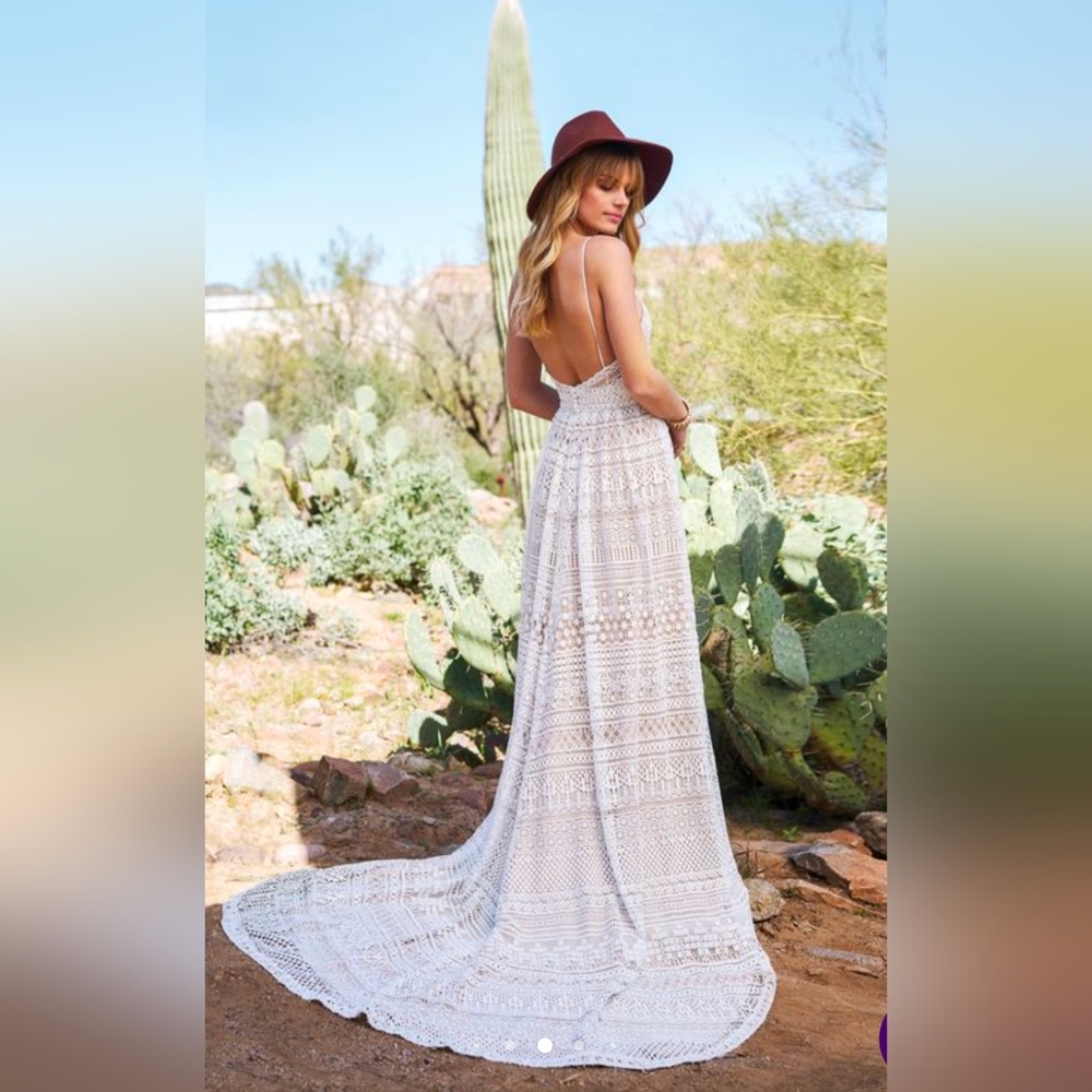 Lillian West 6507 White Lace Wedding/Maxi Dress